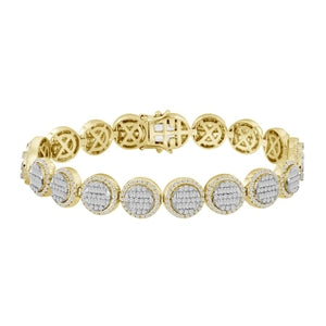 MEN'S BRACELET 6 1/4 CT ROUND DIAMOND 14K YELLOW GOLD