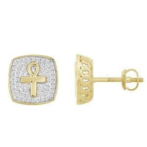 MEN'S EARRING 1/4 CT ROUND DIAMOND 10K YELLOW GOLD
