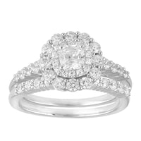 Thumbnail for LADIES BRIDAL RING SET 1 1/4 CT ROUND/CUSHION DIAMOND 14K WHITE GOLD
