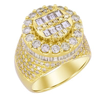 Thumbnail for MEN'S RING 4 1/6 CT ROUND/BAGUETTE DIAMOND 10K YELLOW GOLD