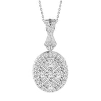 Thumbnail for LADIES PENDANT 1/5 CT ROUND/BAGUETTE DIAMOND 10K WHITE GOLD