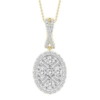 Thumbnail for LADIES PENDANT 1/5 CT ROUND/BAGUETTE DIAMOND 10K YELLOW GOLD