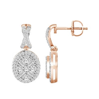 Thumbnail for LADIES EARRING 1/3 CT ROUND/BAGUETTE  DIAMOND 10K ROSE GOLD