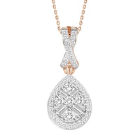 Thumbnail for LADIES PENDANT 1/5 CT ROUND/BAGUETTE DIAMOND 10K ROSE GOLD