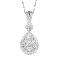Thumbnail for LADIES PENDANT 1/5 CT ROUND/BAGUETTE DIAMOND 10K WHITE GOLD