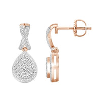 Thumbnail for LADIES EARRING 1/3 CT ROUND/BAGUETTE  DIAMOND 10K ROSE GOLD