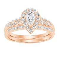 Thumbnail for LADIES BRIDAL RING SET 1/2 CT PEAR/ROUND DIAMOND 14K ROSE GOLD