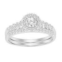 Thumbnail for LADIES BRIDAL RING SET 1/2 CT ROUND DIAMOND 14K WHITE GOLD