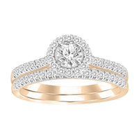 Thumbnail for LADIES BRIDAL RING SET 1/2 CT ROUND DIAMOND 14K ROSE GOLD