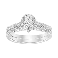 Thumbnail for LADIES BRIDAL RING SET 1/2 CT PEAR/ROUND DIAMOND 14K WHITE GOLD