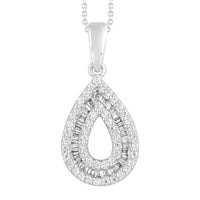 Thumbnail for LADIES PENDANT 1/4 CT ROUND/BAGUETTE DIAMOND 10K WHITE GOLD
