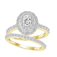 Thumbnail for LADIES BRIDAL RING SET 1 1/4 CT ROUND/BAGUETTE DIAMOND 14K YELLOW GOLD