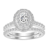 Thumbnail for LADIES BRIDAL RING SET 1 1/4 CT ROUND/BAGUETTE DIAMOND 14K WHITE GOLD
