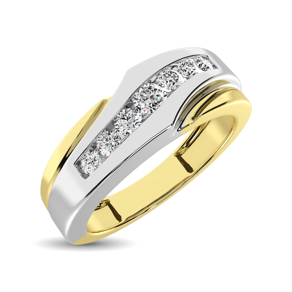 10K Two Tone Gold 1/4 Ct.Tw. Diamond Mens Band