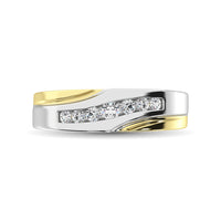 Thumbnail for 10K Two Tone Gold 1/4 Ct.Tw. Diamond Mens Band
