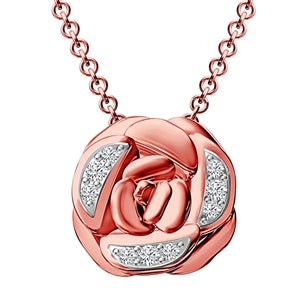 LADIES NECKLACE 1/6 CT ROUND DIAMOND 10K ROSE GOLD