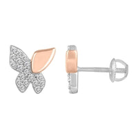 Thumbnail for LADIES EARRING 1/5 CT ROUND DIAMOND 10K WHITE/ROSE GOLD