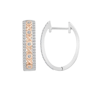 LADIES EARRING 1/2 CT ROUND DIAMOND 10K WHITE/ROSE GOLD