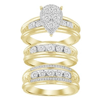 Thumbnail for LADIES TRIO SET 1/2 CT ROUND DIAMOND 10K YELLOW GOLD