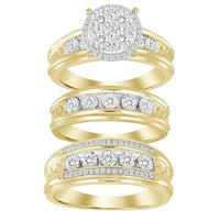 Thumbnail for LADIES TRIO SET 1/2 CT ROUND DIAMOND 10K YELLOW GOLD