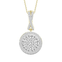 Thumbnail for LADIES PENDANT 1/5 CT ROUND/BAGUETTE DIAMOND 10K YELLOW GOLD