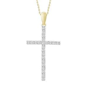 LADIES PENDANT 1/5 CT ROUND/BAGUETTE DIAMOND 14K ROSE GOLD