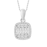 Thumbnail for LADIES PENDANT 1/5 CT ROUND/BAGUETTE DIAMOND 10K WHITE GOLD