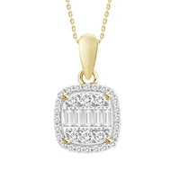 Thumbnail for LADIES PENDANT 1/5 CT ROUND/BAGUETTE DIAMOND 10K YELLOW GOLD