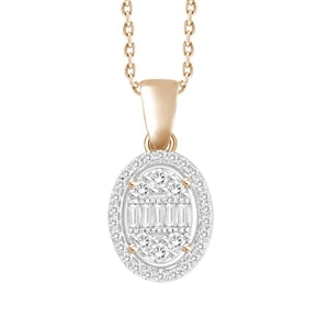 LADIES PENDANT 1/5 CT ROUND/BAGUETTE DIAMOND 10K ROSE GOLD