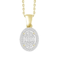 Thumbnail for LADIES PENDANT 1/5 CT ROUND/BAGUETTE DIAMOND 10K YELLOW GOLD