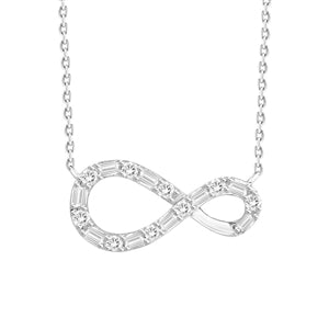 LADIES PENDANT 1/5 CT ROUND/BAGUETTE DIAMOND 10K WHITE GOLD