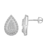 Thumbnail for LADIES EARRING 1/2 CT ROUND/BAGUETTE DIAMOND 10K WHITE GOLD