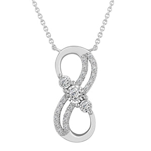 LADIES NECKLACE 1/4 CT ROUND DIAMOND 10K WHITE GOLD