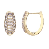 Thumbnail for LADIES HOOPS 1/4 CT ROUND/BAGUETTE DIAMOND 10K YELLOW GOLD