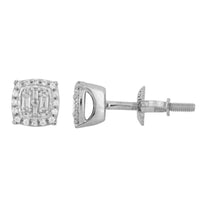 Thumbnail for LADIES EARRING 1/6 CT ROUND/BAGUETTE DIAMOND 10K WHITE GOLD