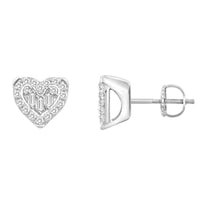 Thumbnail for LADIES EARRING 1/6 CT ROUND/BAGUETTE DIAMOND 10K WHITE GOLD