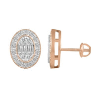 Thumbnail for LADIES EARRING 1/2 CT ROUND/BAGUETTE DIAMOND 10K ROSE GOLD