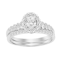 Thumbnail for LADIES BRIDAL RING SET 1/2 CT OVAL/ROUND DIAMOND 14K WHITE GOLD