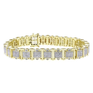 MEN'S BRACELET 3 CT ROUND DIAMOND 10K YELLOW GOLD