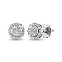 Thumbnail for 10K White Gold 1/4 Ct.Tw.Diamond Flower Stud Earrings