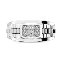 Thumbnail for 10K White Gold with Accent of 10K Yellow Gold 1/4 Ct.Tw. Diamond Mens Fashion Ring