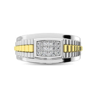 Thumbnail for 10K White Gold with Accent of 10K Yellow Gold 1/4 Ct.Tw. Diamond Mens Fashion Ring