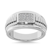 Thumbnail for 10K White Gold with Accent of 10K Yellow Gold 1/4 Ct.Tw. Diamond Mens Fashion Ring