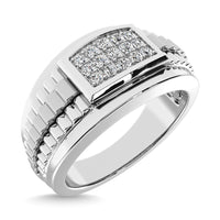 Thumbnail for 10K White Gold with Accent of 10K Yellow Gold 1/4 Ct.Tw. Diamond Mens Fashion Ring