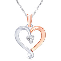 Thumbnail for 10K Two Tone Gold 1/20 Ct.Tw. Diamond Heart Pendant
