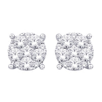 Thumbnail for 14K White Gold 1 Ct.Tw. Diamond Flower Stud Earrings