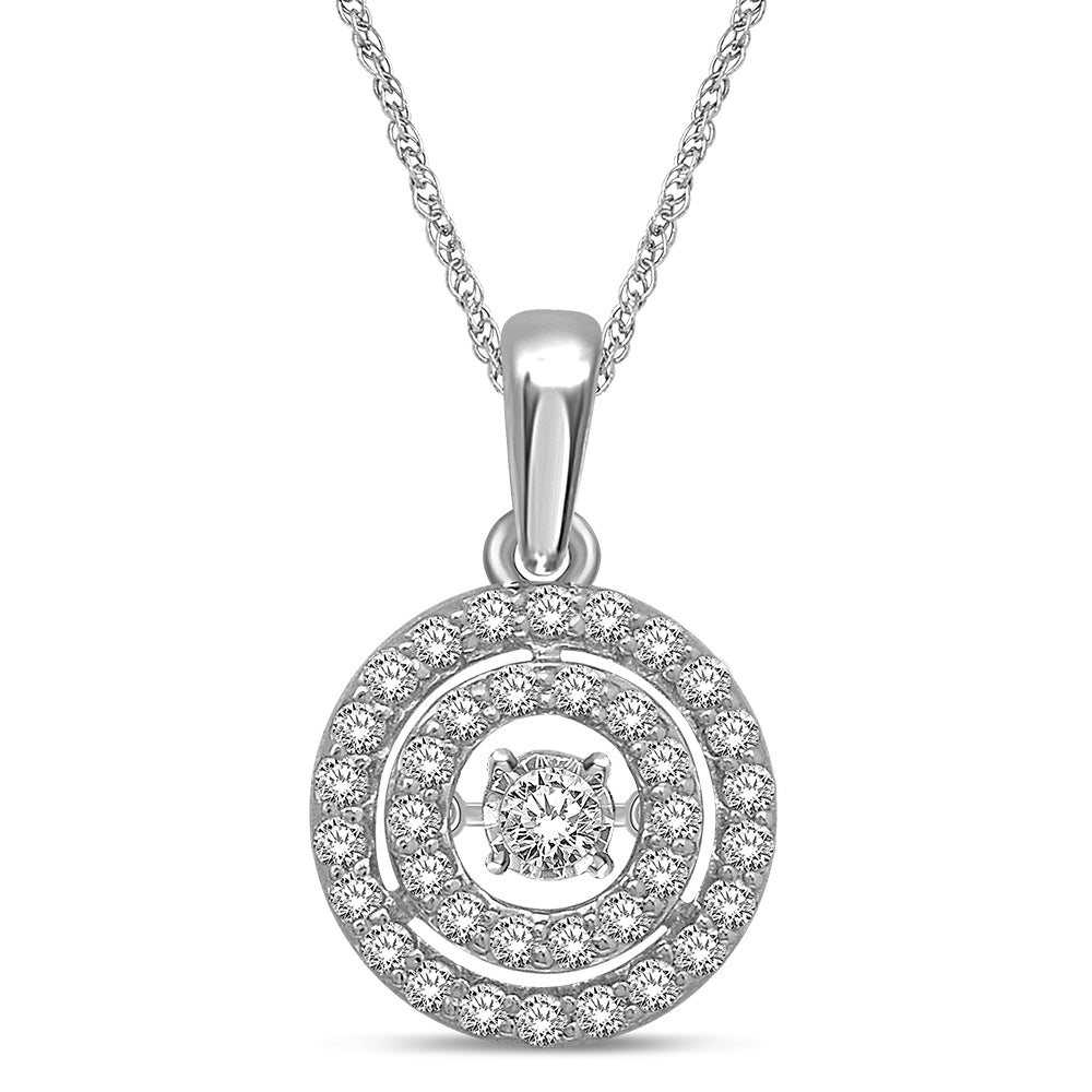 10K White Gold 1/3 Ct.Tw. Moving Diamond Fashion Pendant