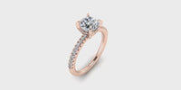 One Carat Round Center Diamond Hidden Halo Engagement Ring with Side Diamonds-Angelucci-Jewelry
