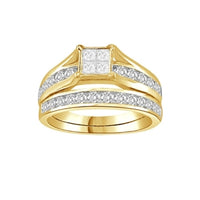 Thumbnail for LADIES BRIDAL RING SET 1 CT ROUND/PRINCESS DIAMOND 14K  YELLOW GOLD