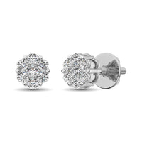 Thumbnail for 10K White Gold 1/5 Ct.Tw. Diamond Flower Studs Earrings